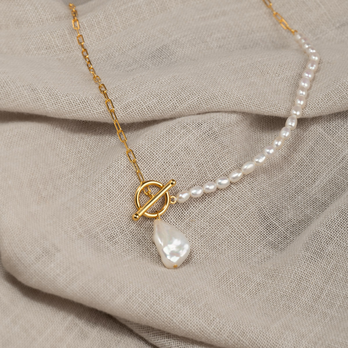 Pamela Gold Plated Pearl Necklace main image 1