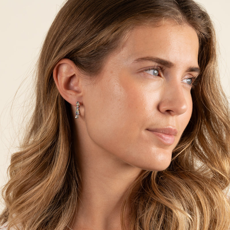 CLAIR RAINBOW SILVER CREOL EARRING