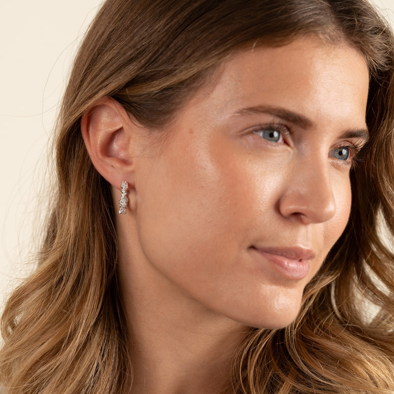 CLAIR CRYSTAL SILVER CREOL EARRING