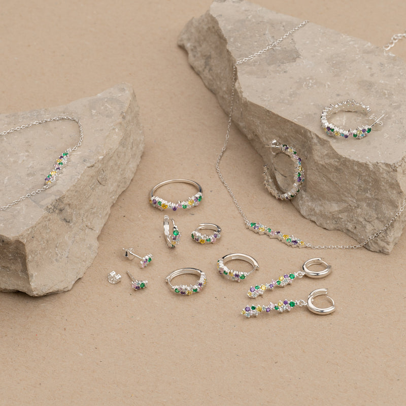 CLAIR RAINBOW SILVER CREOL EARRING