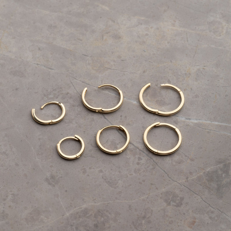 CLASSIC SOLID GOLD CREOL EARRING - 14mm
