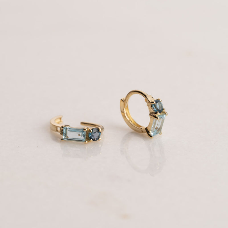GEMINA BLUE TOPAZ SOLID GOLD EARRING