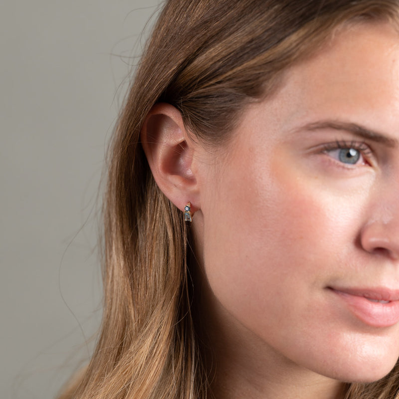 GEMINA BLUE TOPAZ SOLID GOLD EARRING