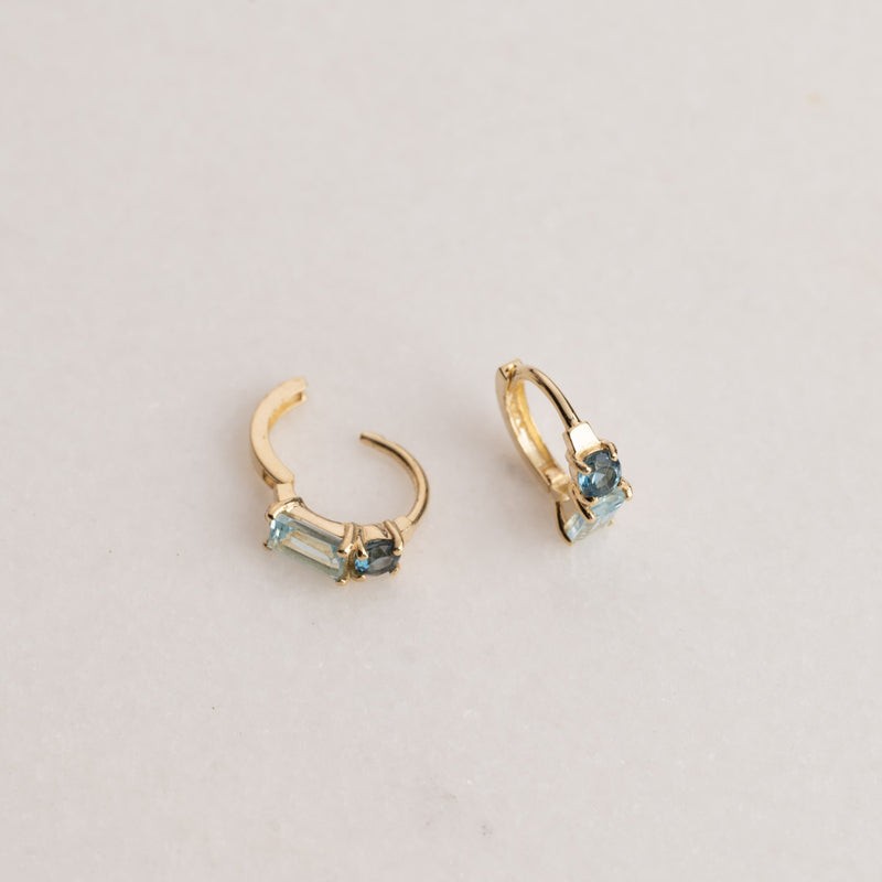 GEMINA BLUE TOPAZ SOLID GOLD EARRING