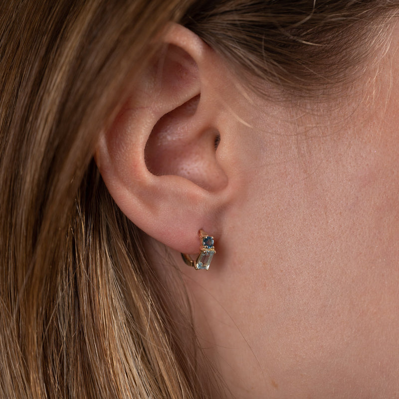 GEMINA BLUE TOPAZ SOLID GOLD EARRING