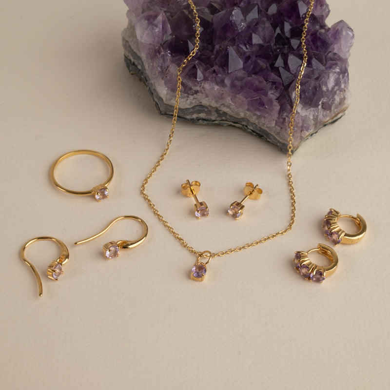 GEMMA PURPLE AMETHYST GOLDEN NECKLACE