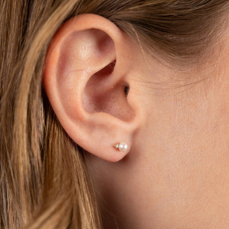 GINA PEARL DIAMOND SOLID GOLD EARRING