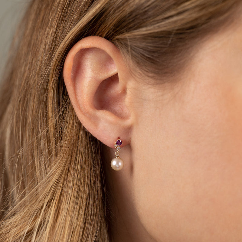 JACKIE PEARL GEM SOLID GOLD EARRING