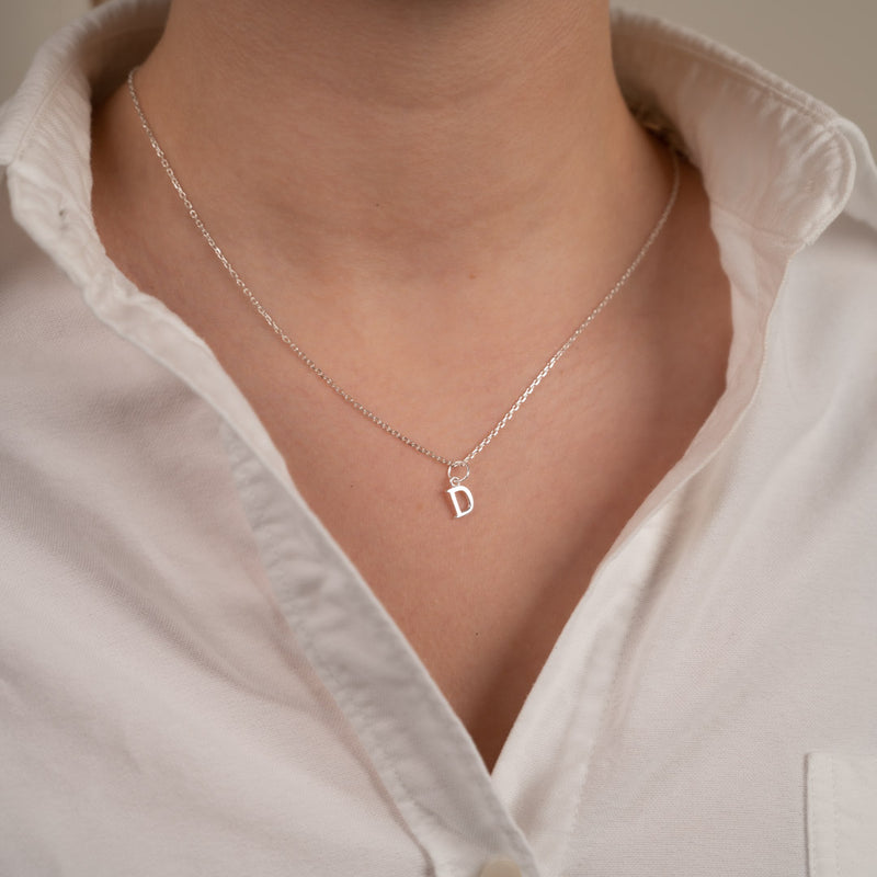 LETTER D SILVER NECKLACE