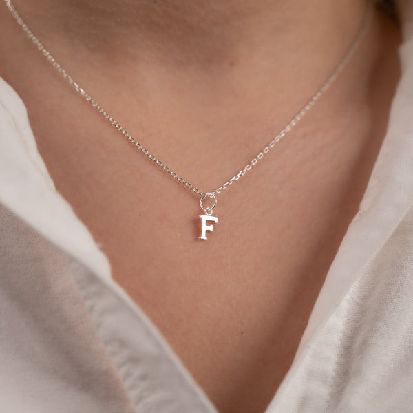 LETTER F SILVER NECKLACE