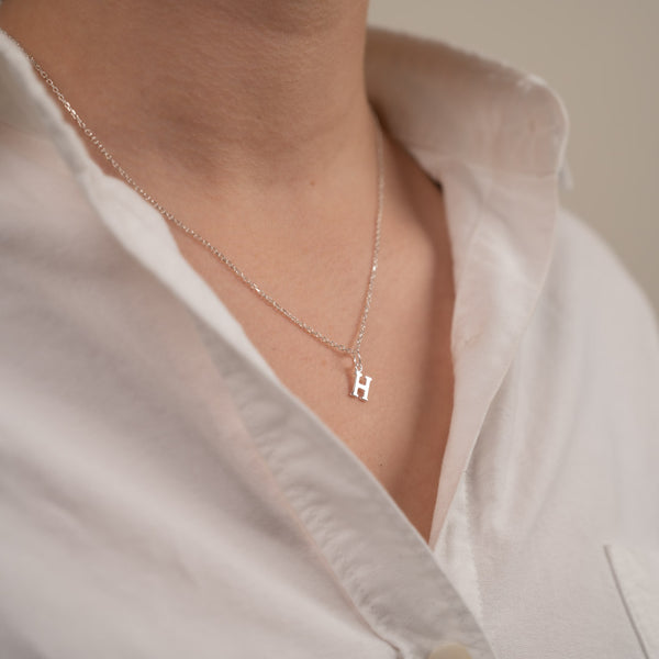 LETTER H SILVER NECKLACE