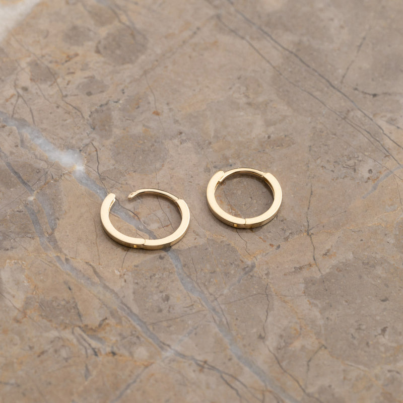 MODERN SOLID GOLD CREOL EARRING - 12mm