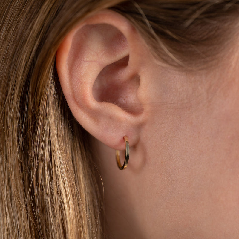 MODERN SOLID GOLD CREOL EARRING - 15mm