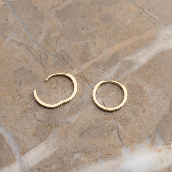 MODERN SOLID GOLD CREOL EARRING - 15mm