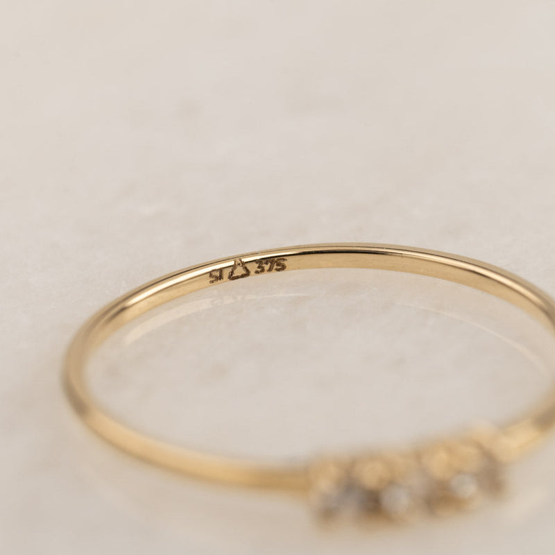 TRIO WHITE SAPPHIRE SOLID GOLD RING