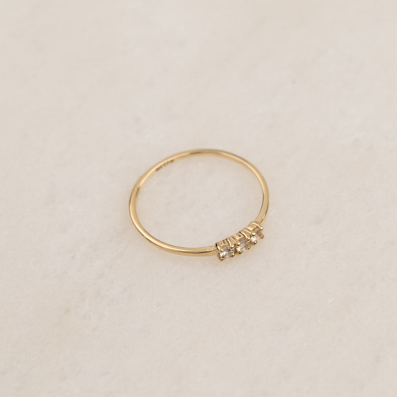 TRIO WHITE SAPPHIRE SOLID GOLD RING