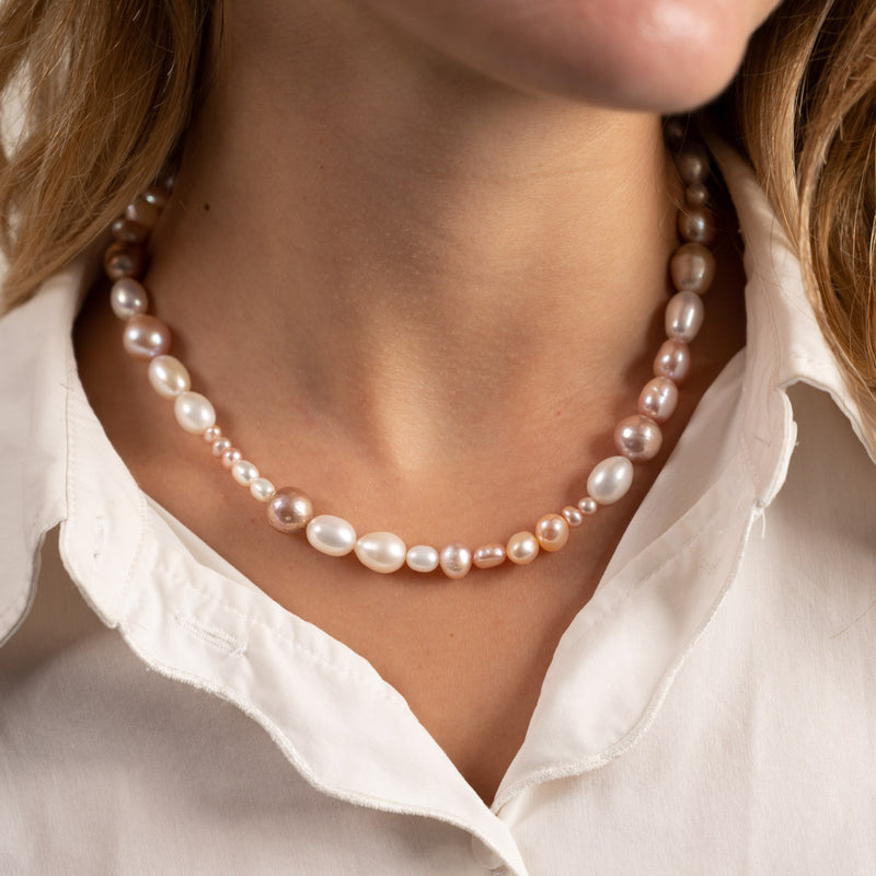 Sølv perle halskæde barokke perler i højeste kvalitet kom hos sisi copenhagen østerbro.